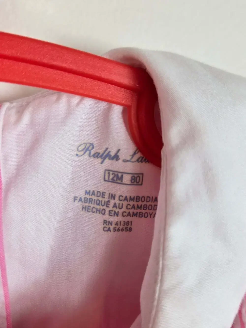 Ralph Lauren Baby Girls Pink Seersucker Dress & Bloomers Set 12M Peter Pan